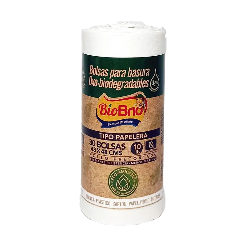 BOLSA DE BASURA BRIO BIODEGRADABLE PAPELERA BLANCA X 30 UND